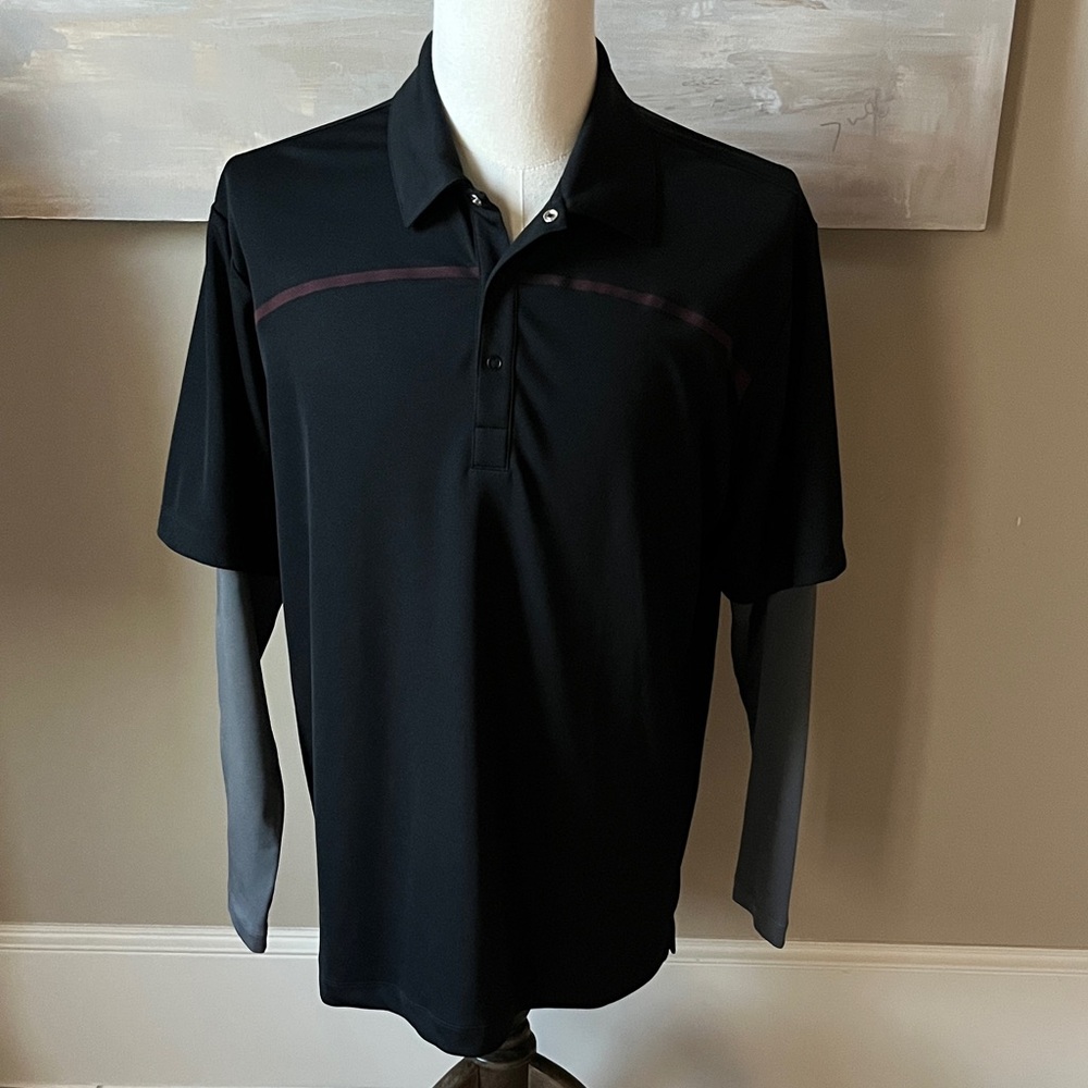 Nike Golf mock layered black polo with gray long sleeves
